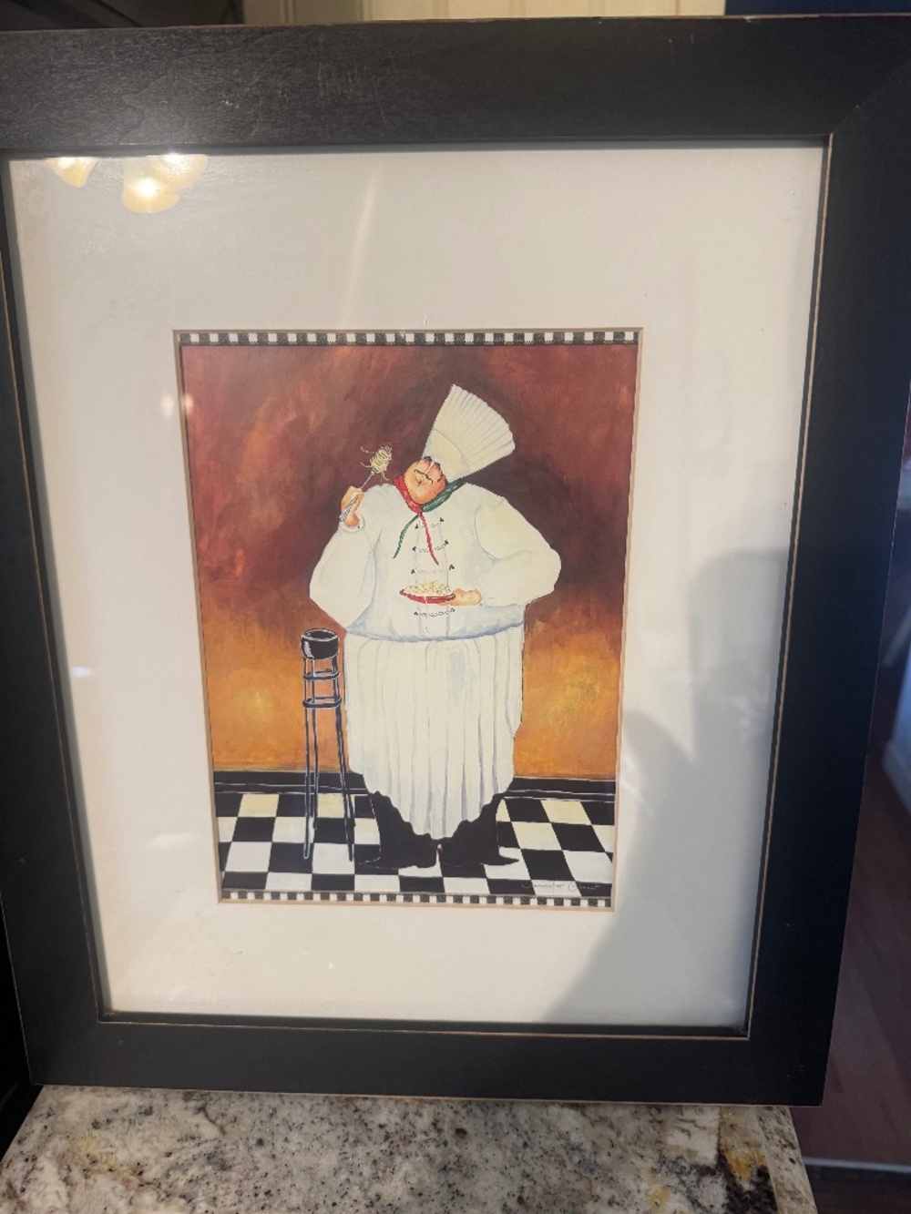 Fat Chef art. Framed and Matted set of 3 or sell separately for $55 ea